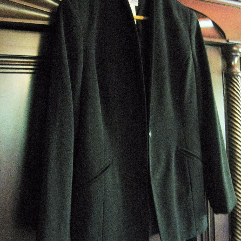 Women's Black Polyester Blazer with Ties